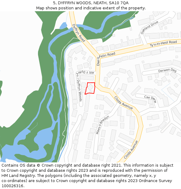 5, DYFFRYN WOODS, NEATH, SA10 7QA: Location map and indicative extent of plot