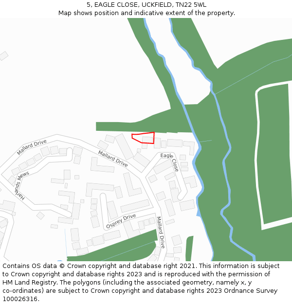 5, EAGLE CLOSE, UCKFIELD, TN22 5WL: Location map and indicative extent of plot