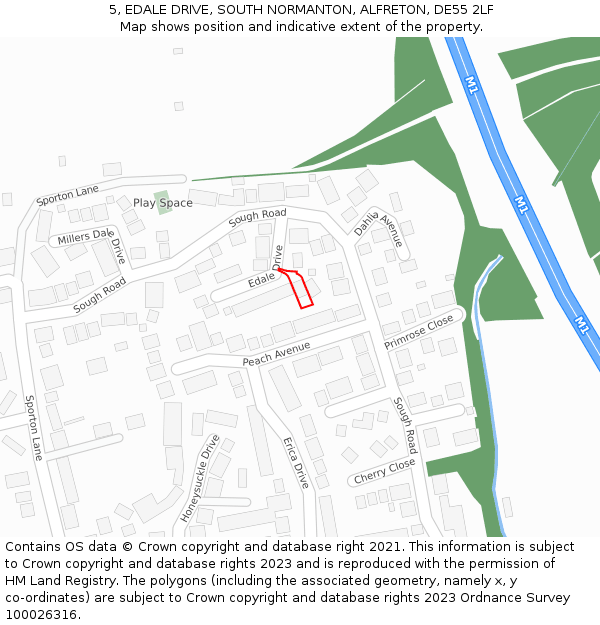 5, EDALE DRIVE, SOUTH NORMANTON, ALFRETON, DE55 2LF: Location map and indicative extent of plot