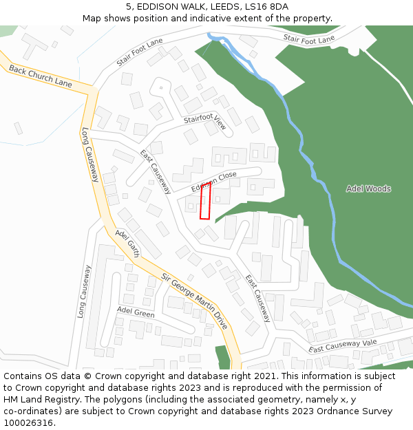 5, EDDISON WALK, LEEDS, LS16 8DA: Location map and indicative extent of plot