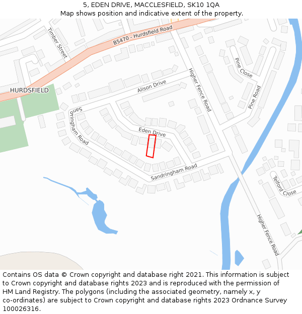 5, EDEN DRIVE, MACCLESFIELD, SK10 1QA: Location map and indicative extent of plot