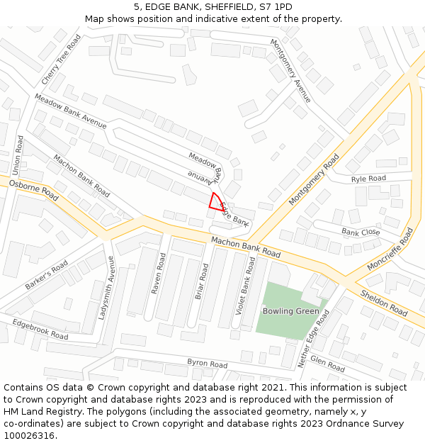 5, EDGE BANK, SHEFFIELD, S7 1PD: Location map and indicative extent of plot