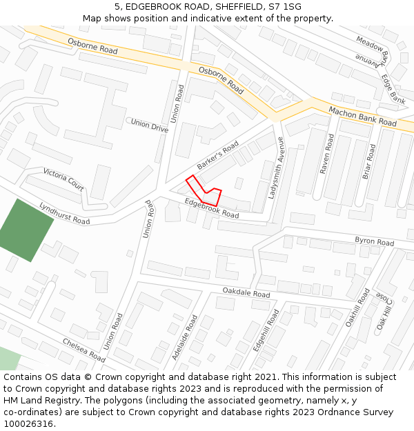 5, EDGEBROOK ROAD, SHEFFIELD, S7 1SG: Location map and indicative extent of plot