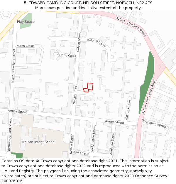 5, EDWARD GAMBLING COURT, NELSON STREET, NORWICH, NR2 4ES: Location map and indicative extent of plot