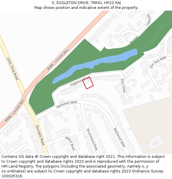 5, EGGLETON DRIVE, TRING, HP23 5AJ: Location map and indicative extent of plot