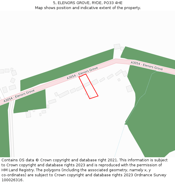 5, ELENORS GROVE, RYDE, PO33 4HE: Location map and indicative extent of plot