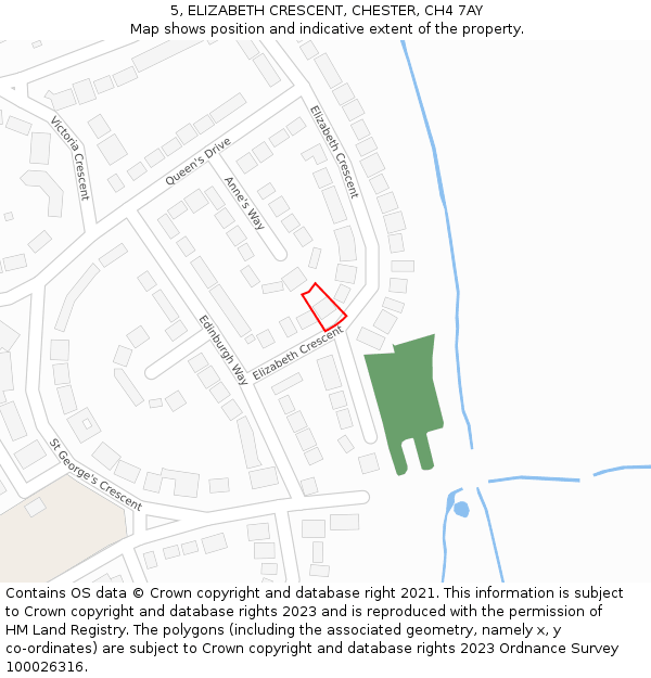 5, ELIZABETH CRESCENT, CHESTER, CH4 7AY: Location map and indicative extent of plot