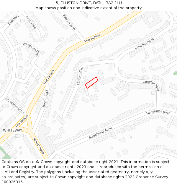 5, ELLISTON DRIVE, BATH, BA2 1LU: Location map and indicative extent of plot