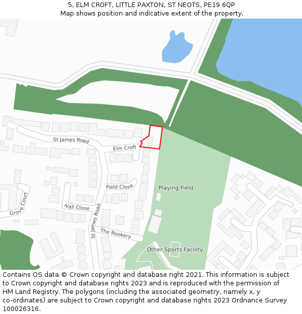 5, ELM CROFT, LITTLE PAXTON, ST NEOTS, PE19 6QP: Location map and indicative extent of plot