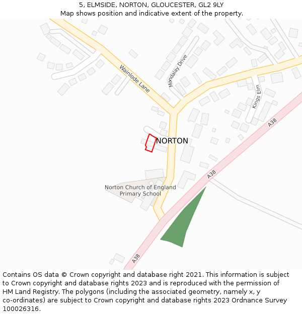 5, ELMSIDE, NORTON, GLOUCESTER, GL2 9LY: Location map and indicative extent of plot