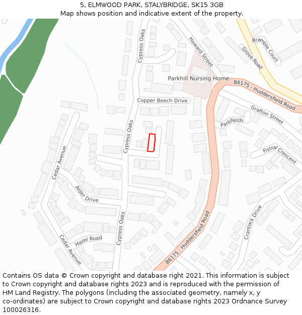 5, ELMWOOD PARK, STALYBRIDGE, SK15 3GB: Location map and indicative extent of plot