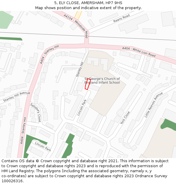 5, ELY CLOSE, AMERSHAM, HP7 9HS: Location map and indicative extent of plot