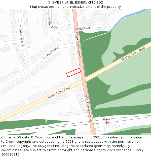 5, EMBER LANE, ESHER, KT10 8DZ: Location map and indicative extent of plot