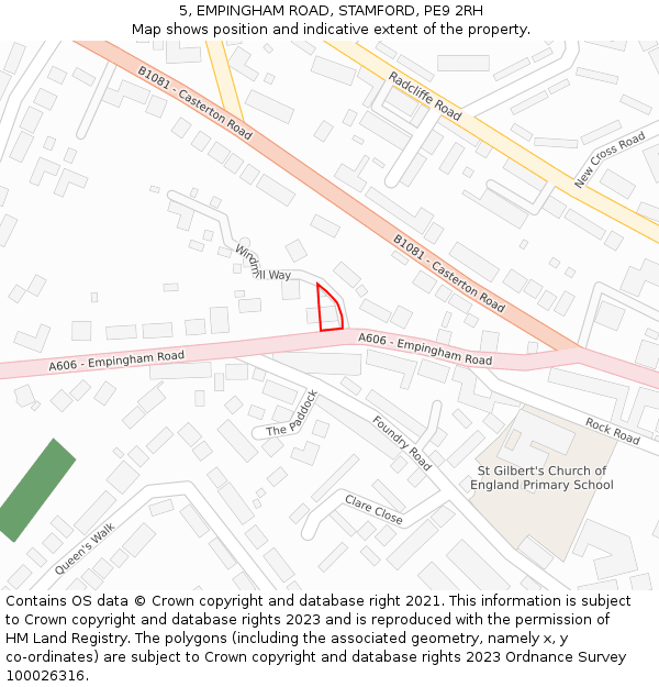 5, EMPINGHAM ROAD, STAMFORD, PE9 2RH: Location map and indicative extent of plot