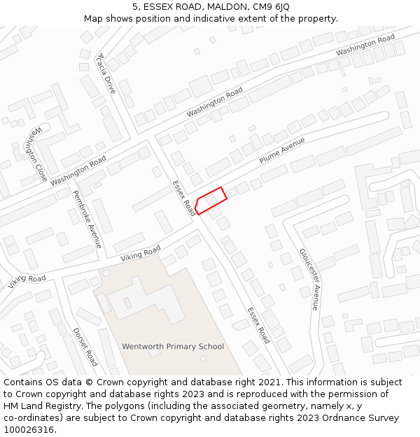5, ESSEX ROAD, MALDON, CM9 6JQ: Location map and indicative extent of plot