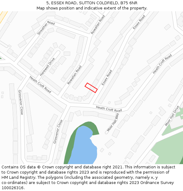 5, ESSEX ROAD, SUTTON COLDFIELD, B75 6NR: Location map and indicative extent of plot