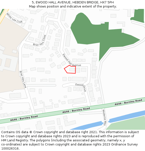5, EWOOD HALL AVENUE, HEBDEN BRIDGE, HX7 5PH: Location map and indicative extent of plot