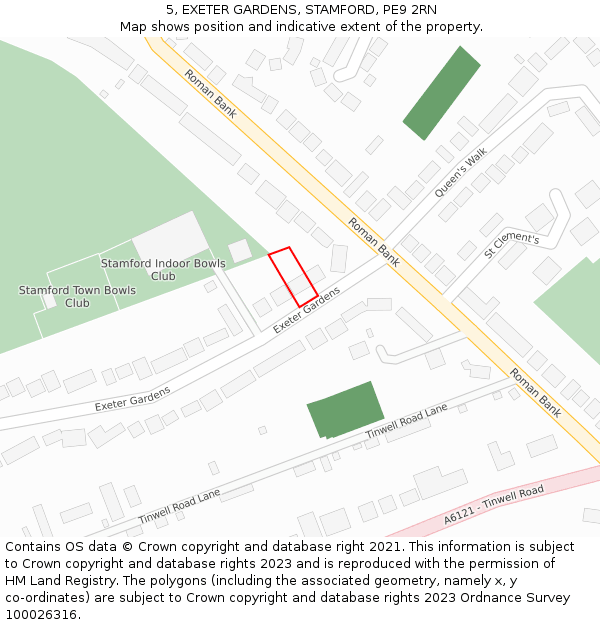 5, EXETER GARDENS, STAMFORD, PE9 2RN: Location map and indicative extent of plot