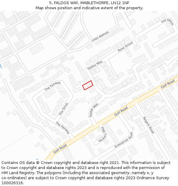 5, FALDOS WAY, MABLETHORPE, LN12 1NF: Location map and indicative extent of plot