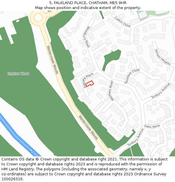 5, FALKLAND PLACE, CHATHAM, ME5 9HR: Location map and indicative extent of plot