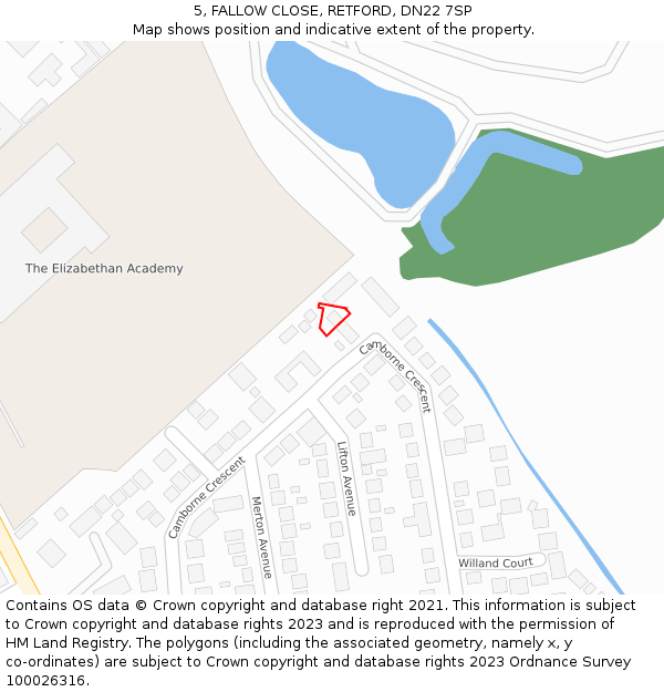 5, FALLOW CLOSE, RETFORD, DN22 7SP: Location map and indicative extent of plot