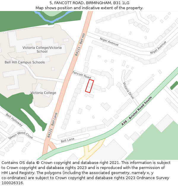 5, FANCOTT ROAD, BIRMINGHAM, B31 1LG: Location map and indicative extent of plot