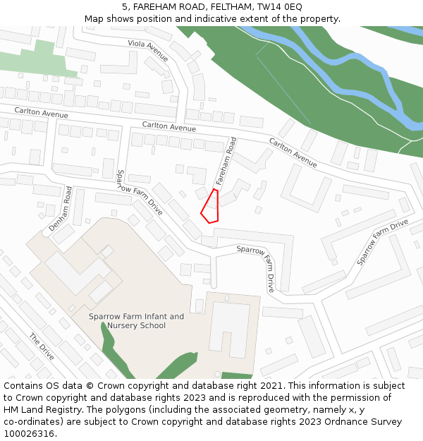 5, FAREHAM ROAD, FELTHAM, TW14 0EQ: Location map and indicative extent of plot