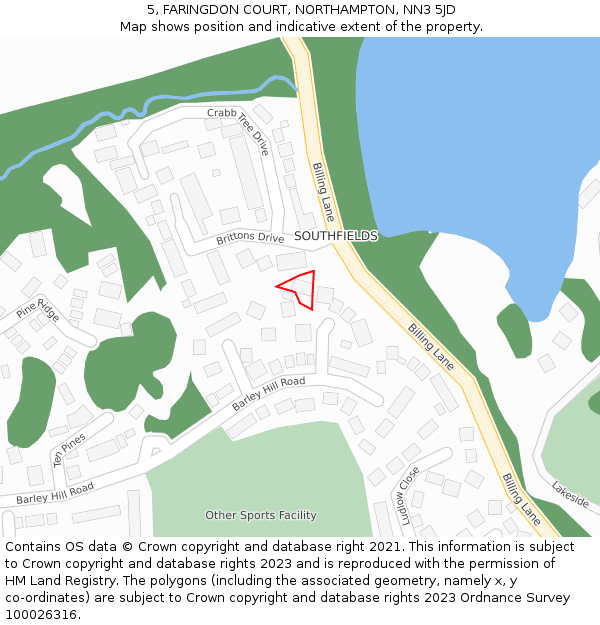5, FARINGDON COURT, NORTHAMPTON, NN3 5JD: Location map and indicative extent of plot