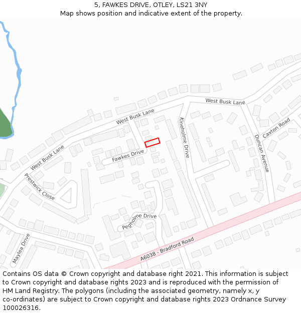 5, FAWKES DRIVE, OTLEY, LS21 3NY: Location map and indicative extent of plot