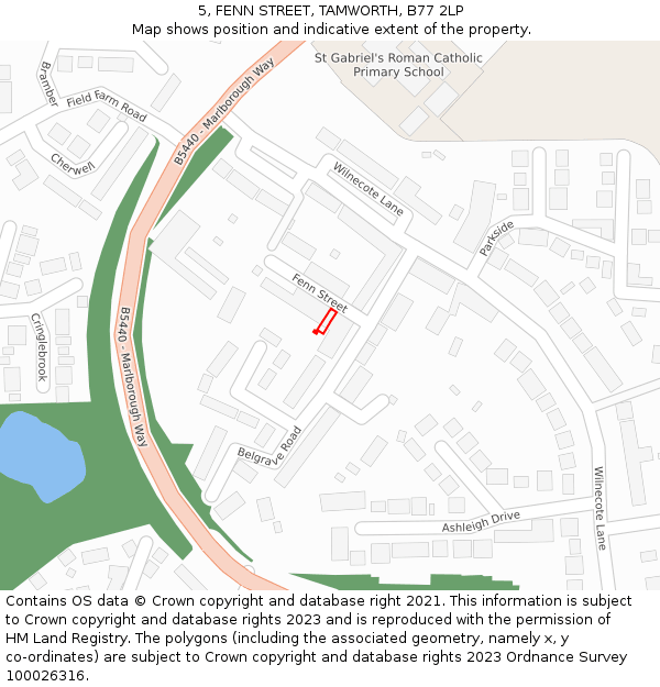 5, FENN STREET, TAMWORTH, B77 2LP: Location map and indicative extent of plot