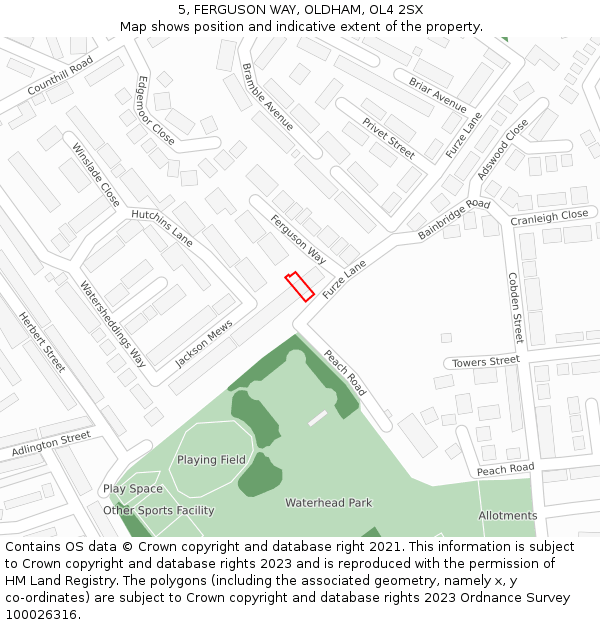 5, FERGUSON WAY, OLDHAM, OL4 2SX: Location map and indicative extent of plot