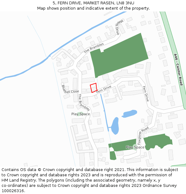 5, FERN DRIVE, MARKET RASEN, LN8 3NU: Location map and indicative extent of plot