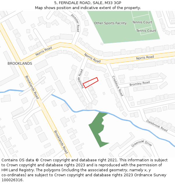 5, FERNDALE ROAD, SALE, M33 3GP: Location map and indicative extent of plot