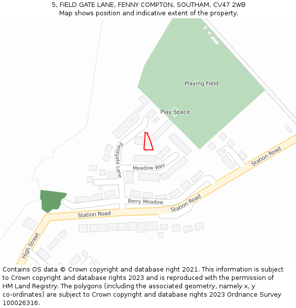 5, FIELD GATE LANE, FENNY COMPTON, SOUTHAM, CV47 2WB: Location map and indicative extent of plot