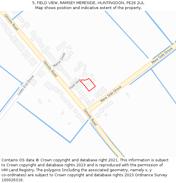 5, FIELD VIEW, RAMSEY MERESIDE, HUNTINGDON, PE26 2UL: Location map and indicative extent of plot