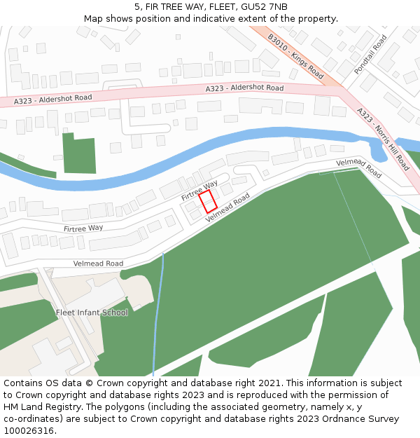 5, FIR TREE WAY, FLEET, GU52 7NB: Location map and indicative extent of plot