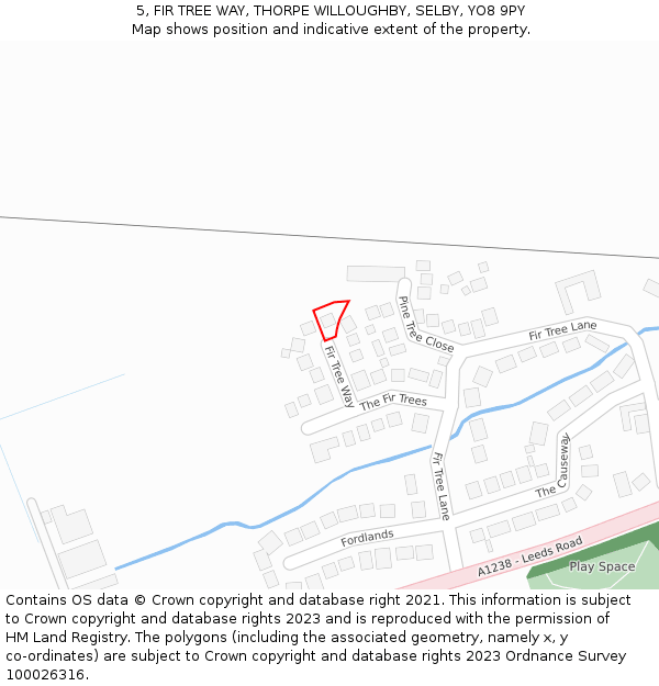 5, FIR TREE WAY, THORPE WILLOUGHBY, SELBY, YO8 9PY: Location map and indicative extent of plot