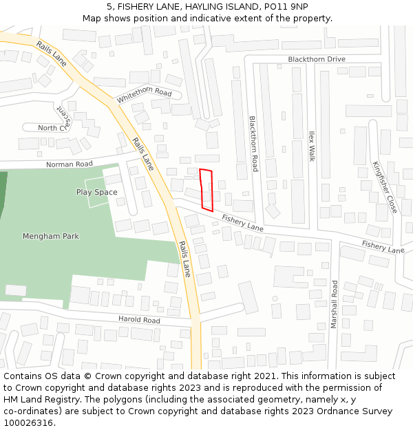 5, FISHERY LANE, HAYLING ISLAND, PO11 9NP: Location map and indicative extent of plot