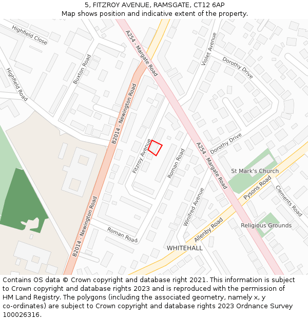 5, FITZROY AVENUE, RAMSGATE, CT12 6AP: Location map and indicative extent of plot