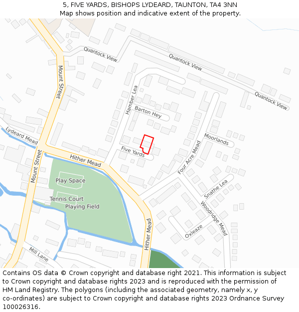 5, FIVE YARDS, BISHOPS LYDEARD, TAUNTON, TA4 3NN: Location map and indicative extent of plot