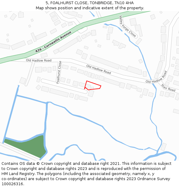 5, FOALHURST CLOSE, TONBRIDGE, TN10 4HA: Location map and indicative extent of plot
