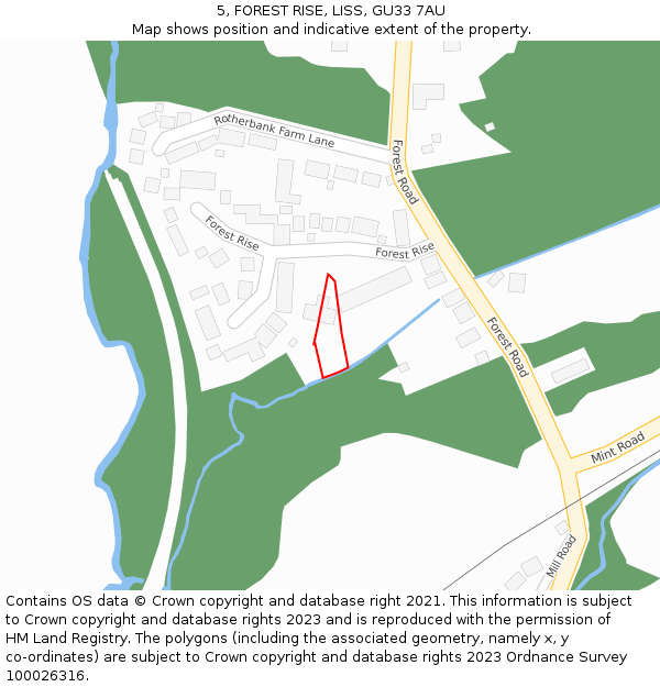 5, FOREST RISE, LISS, GU33 7AU: Location map and indicative extent of plot