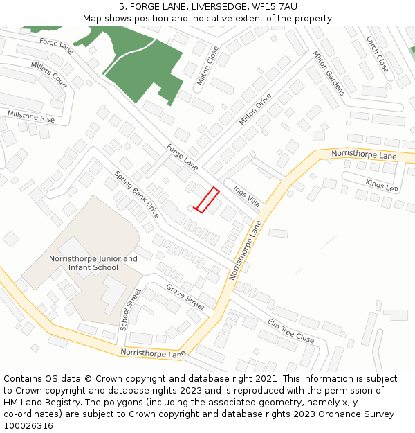 5, FORGE LANE, LIVERSEDGE, WF15 7AU: Location map and indicative extent of plot
