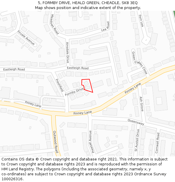 5, FORMBY DRIVE, HEALD GREEN, CHEADLE, SK8 3EQ: Location map and indicative extent of plot