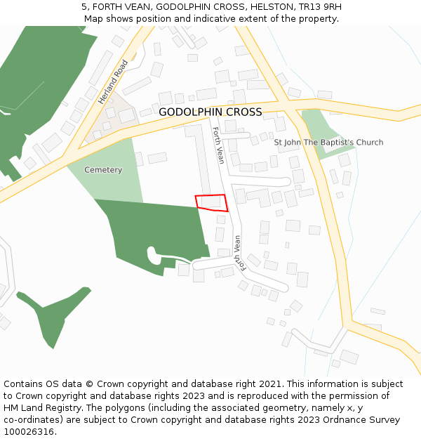 5, FORTH VEAN, GODOLPHIN CROSS, HELSTON, TR13 9RH: Location map and indicative extent of plot