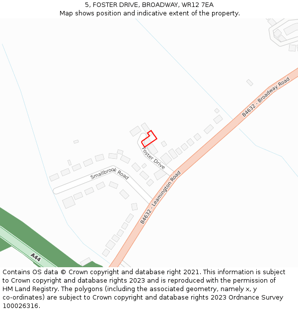 5, FOSTER DRIVE, BROADWAY, WR12 7EA: Location map and indicative extent of plot