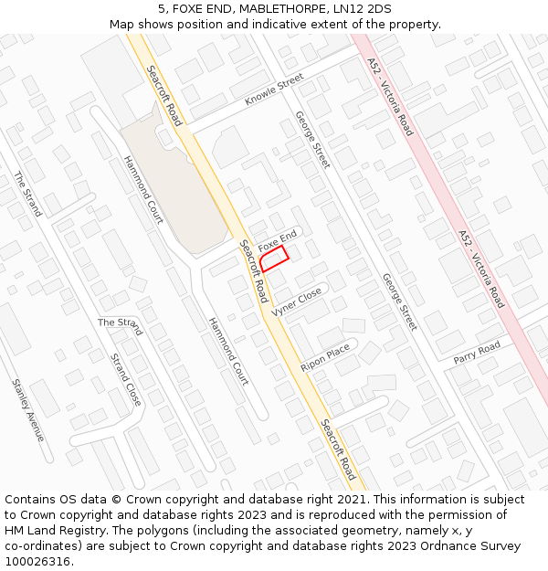 5, FOXE END, MABLETHORPE, LN12 2DS: Location map and indicative extent of plot