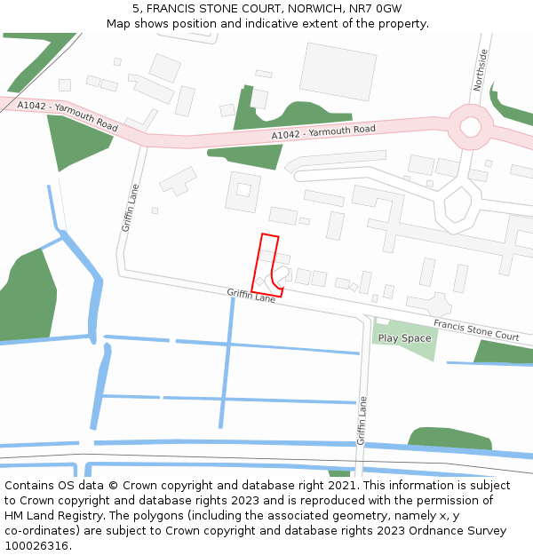 5, FRANCIS STONE COURT, NORWICH, NR7 0GW: Location map and indicative extent of plot