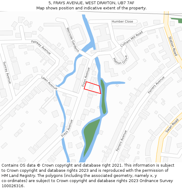 5, FRAYS AVENUE, WEST DRAYTON, UB7 7AF: Location map and indicative extent of plot