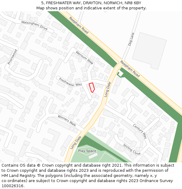5, FRESHWATER WAY, DRAYTON, NORWICH, NR8 6BY: Location map and indicative extent of plot